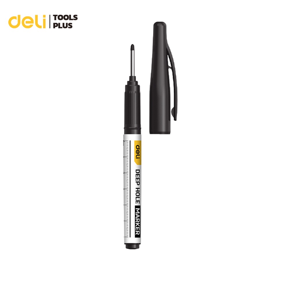 Deli ปากกามาร์กเกอร์ ปากกามาร์คเกอร์ สีดำ / แดง / น้ำเงิน แพ็ค 4 ชิ้น หมึกชัด สำหรับงานไม้ Marker