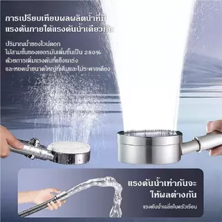 ฝักบัวอาบน้ำ ฝักบัวแรงดันสูง สแตนเลส 304 แท้ไม่มีสนิม พร้อมสายฝักบัวสแตนเลส น้ำแรงและนุ่ม ประหยัดน้ำ COD