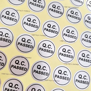 1/1.5/2 ซม.สติ๊กเกอร์ QC PASSED พื้นสีเงิน กันน้ำ เส้นผ่าศูนย์กลาง 1 ซม.