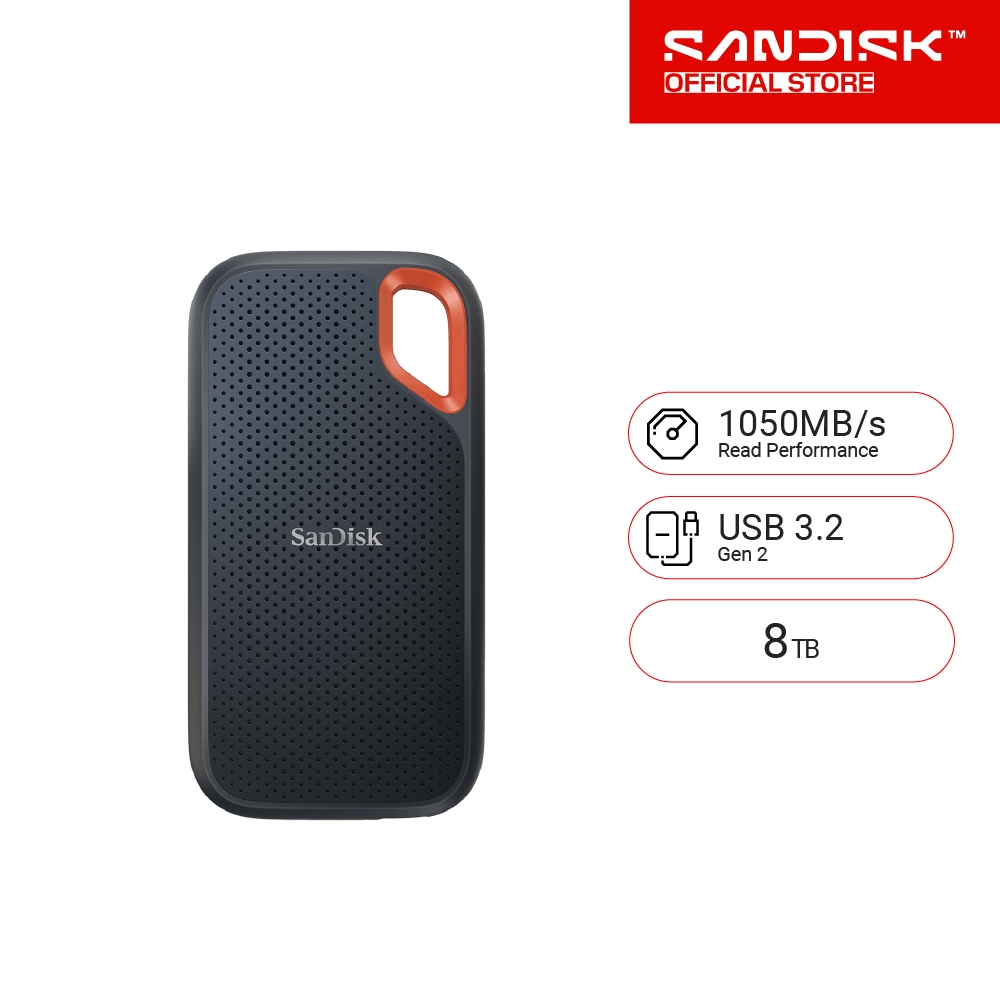 SanDisk Extreme Portable SSD ความจุ 8TB (SDSSDE61-8T00-G25) Read speed up to 1050MB/s