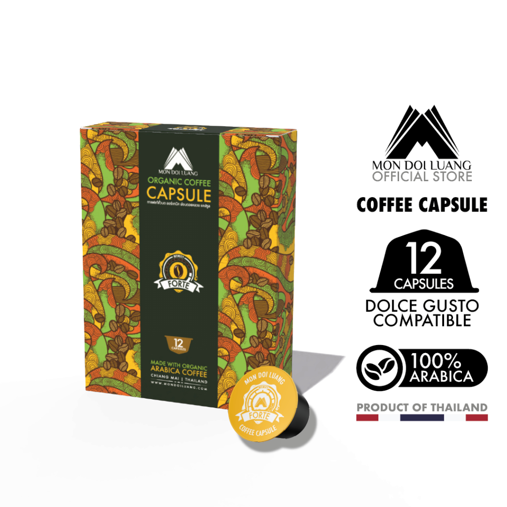 กาแฟออร์แกนิค ม่อนดอยหลวง - กาแฟแคปซูล (12 แคปซูล) Dolce Gusto compatible