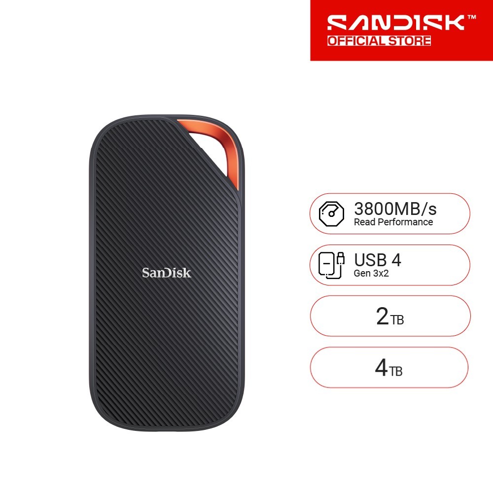 SanDisk Extreme PRO with USB4 SSD 2TB 4TB (SDSSDE82-xT00-G25) up to 3800MB/s read speed and up to 37