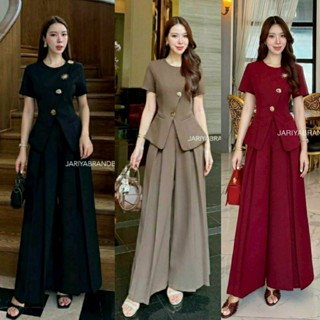 (S-XL)  Jariya 📣พร้อมส่งชุดเซ็ทเสื้อแขนสั้นมีกระดุมหน้า+กางเ…