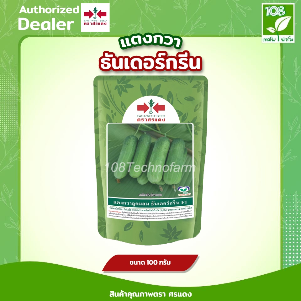 เมล็ดพันธุ์ แตงกวา ธันเดอร์กรีน ตราศรแดง ขนาด 100 กรัม