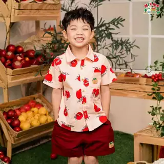 Mix Me เสื้อเชิ้ต กางเกงขาสั้น ลายเมืองApple ผ้า Oxford / Twill เด็กชาย อายุ 1-7 ปี เสื้อผ้าเด็ก รุ่น 400454 / 400455