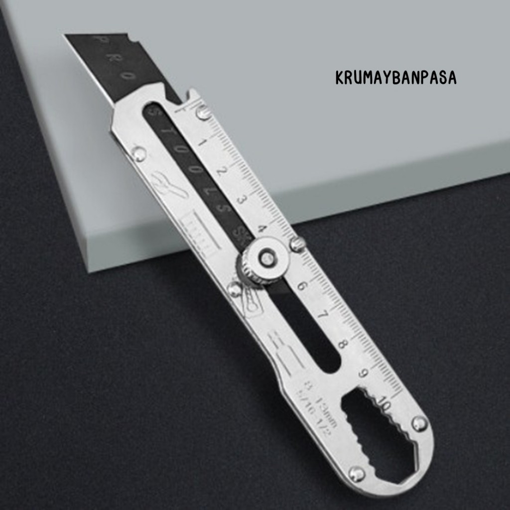 K02คัตเตอร์อเนกประสงค์ [10-in-1] สแตนเลส EDC พกพาง่าย มีไม้บรรทัด + ประแจ + ไขควง ในตัว ดีไซน์มินิมอล แข็งแรง ทนทาน ราคา ถูกที่สุด ดีลบีเคเค แกลเลอรีภาพที่ 3