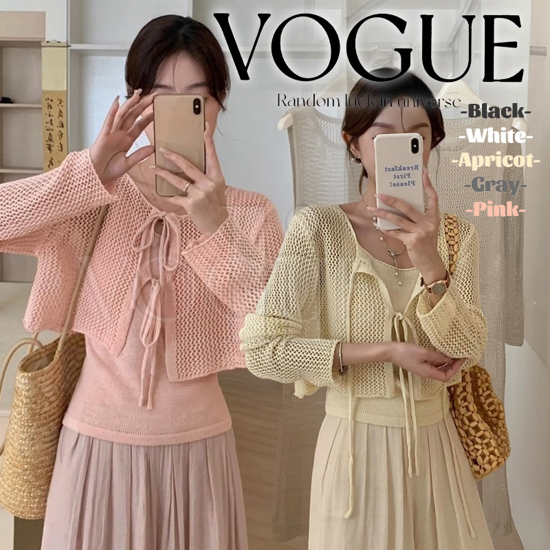 Vogue🌟พร้อมส่ง🌟 ชุดเซ็ท เสื้อแขนยาวสายเดี่ยวผู้หญิง แมทช์ง่าย สไตล์ (Q12+Q12-1)