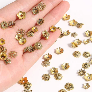 ปลอกปิดท้ายลายดอกไม้สีทอง 50 ชิ้น สำหรับ DIY อุปกรณ์เครื่องประดับและงานเย็บปักถักร้อย