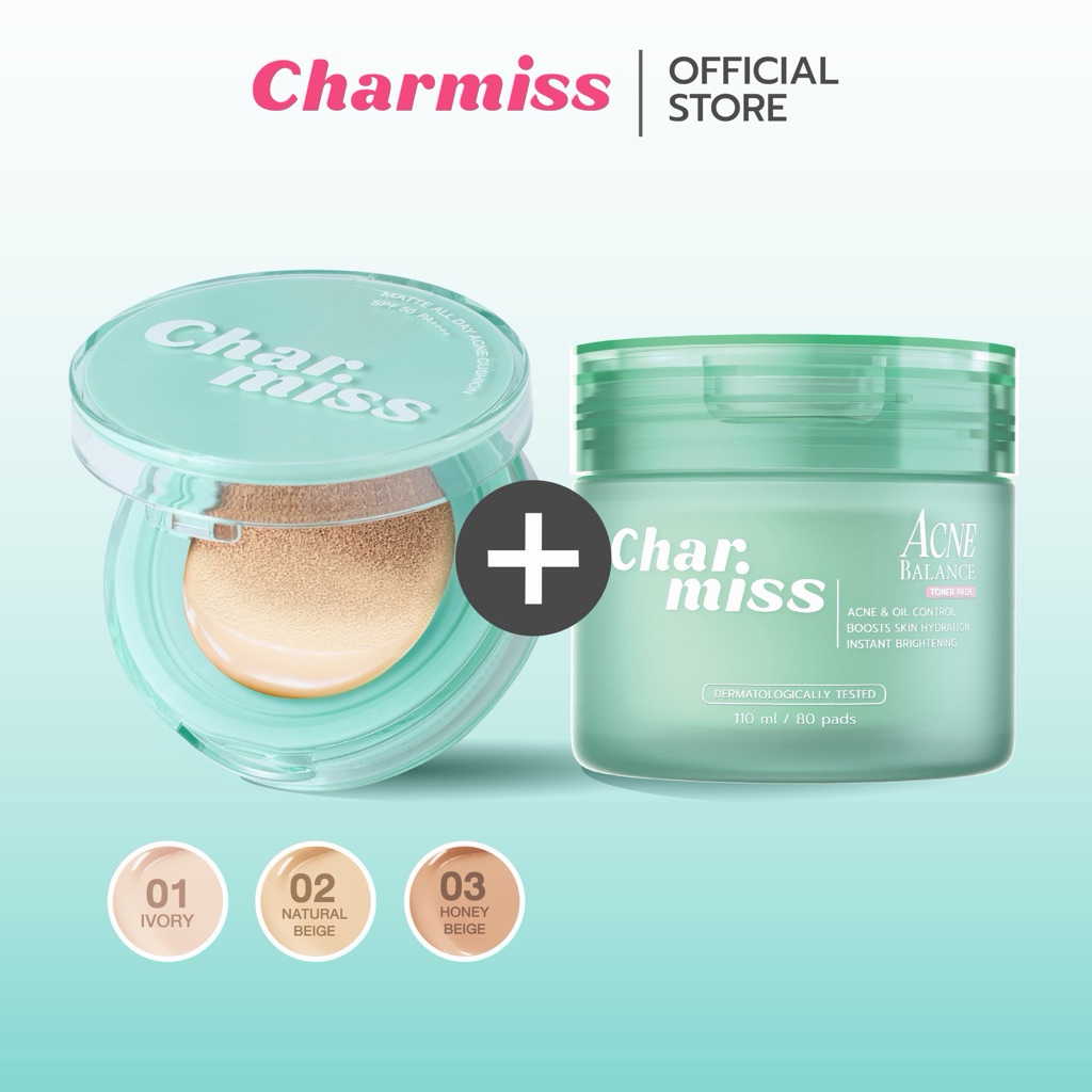 เซตคู่จิ้นผิวดื้อสิว Charmiss Acne Series [Toner pad + Acne cushion ]