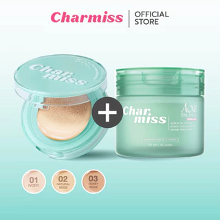 [เซตคู่จบสิว] คุชชั่นเขียว+โทนเนอร์แพด Charmiss Acne Series [Toner pad + Acne cushion ]