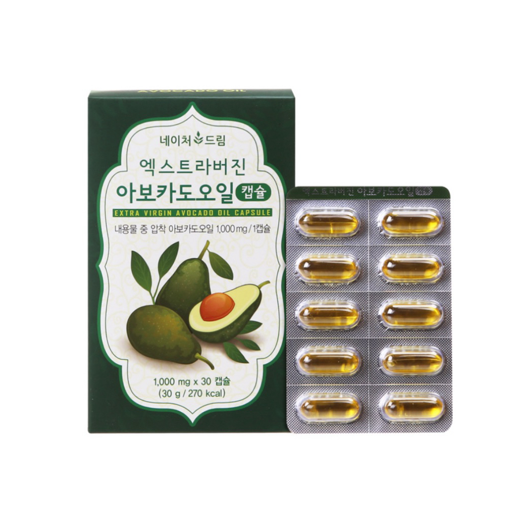 พร้อมส่ง🇹🇭💢จากเกาหลี🇰🇷💯 น้ำมันอะโวคาโดสกัดเย็น Avocado Oil Extra Virgin  Nature dream 30 แคปซูลซอฟเจลง