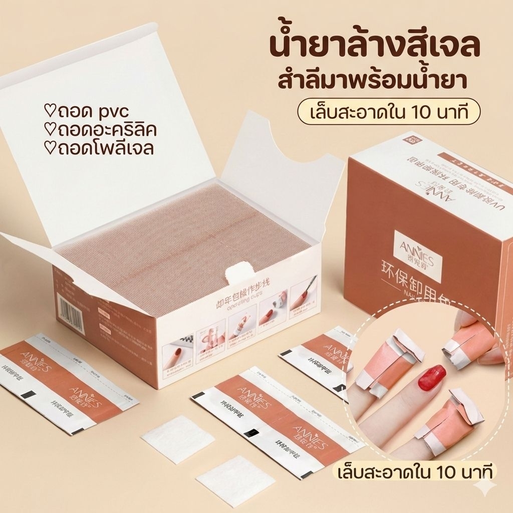 จัดส่งทันที ♡ ANNIES น้ำยาล้างสีเจล แบบซอง | แผ่นล้างสีเจล ถอดPVC อะคริลิค โพลีเจล