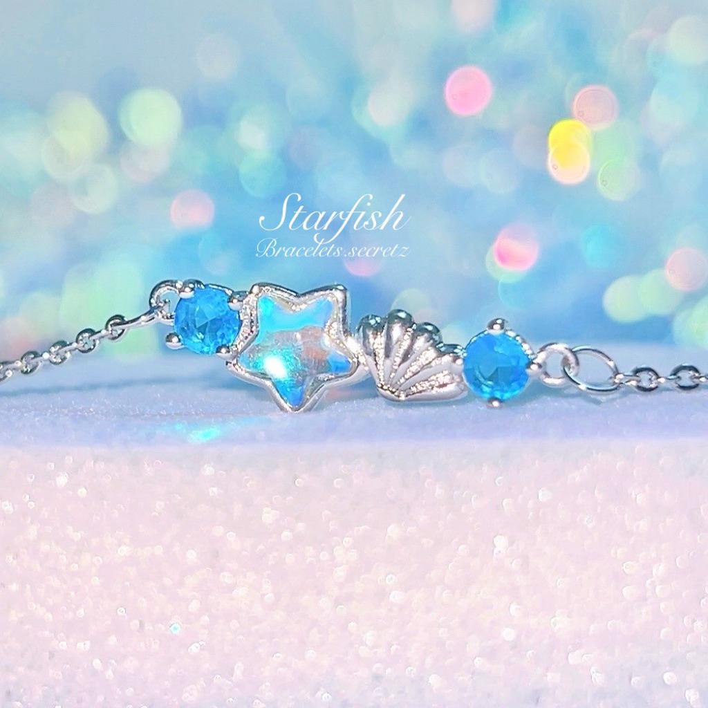 🩷🎀 ลด80฿ 🎀🩷 โค้ดหน้าร้าน🩷 Seafood 💗 สร้อยข้อมือชุบเงินแท้ 92.5% คริสตัลรุ้ง หัวใจ ชมพู คุณหนู ม่วง น