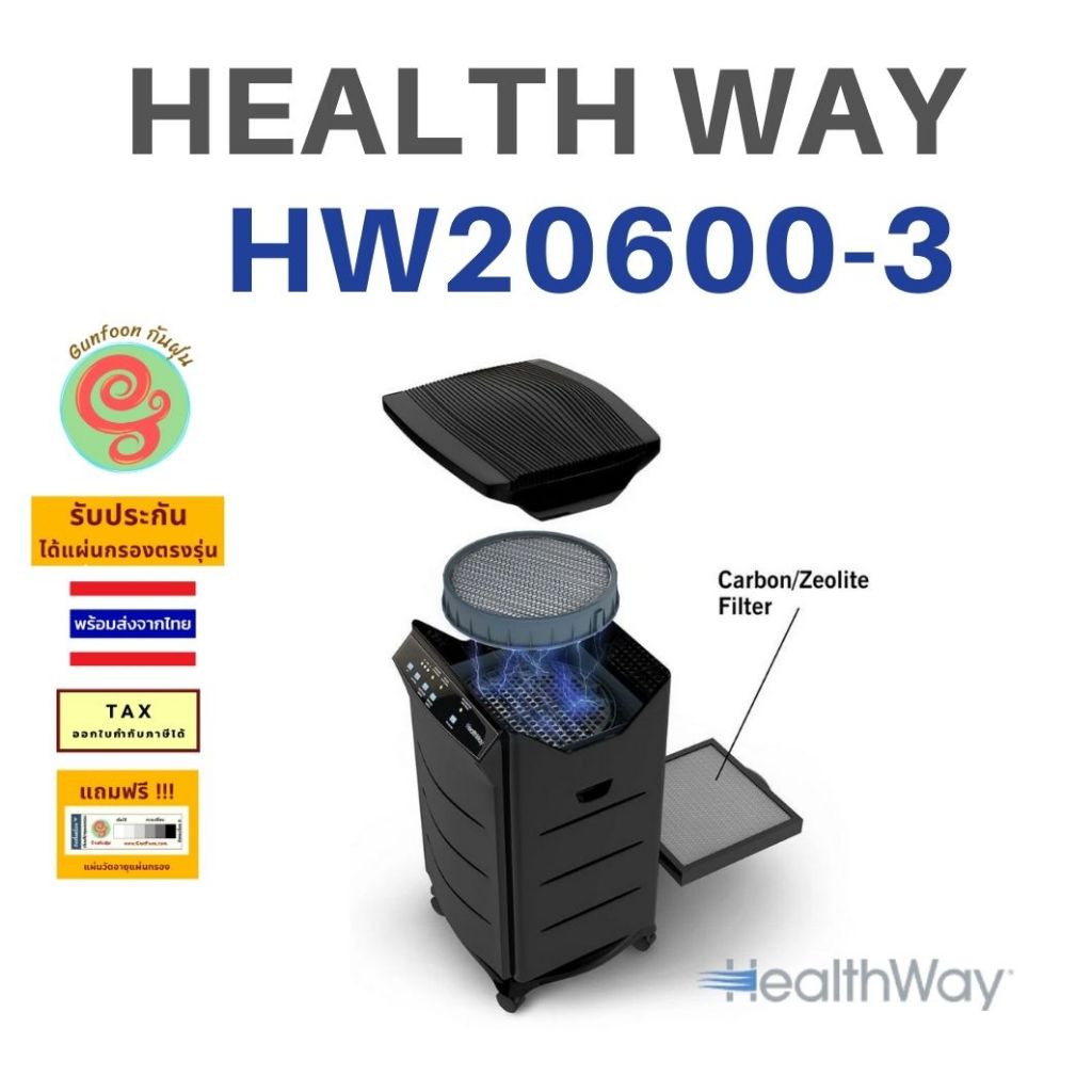 แผ่นกรองเครื่องฟอกอากาศ HEALTH WAY รุ่น HW20600-3 ไส้กรอง 2 ชิ้น สำหรับเปลี่ยน 1 เครื่อง HEALTHWAY