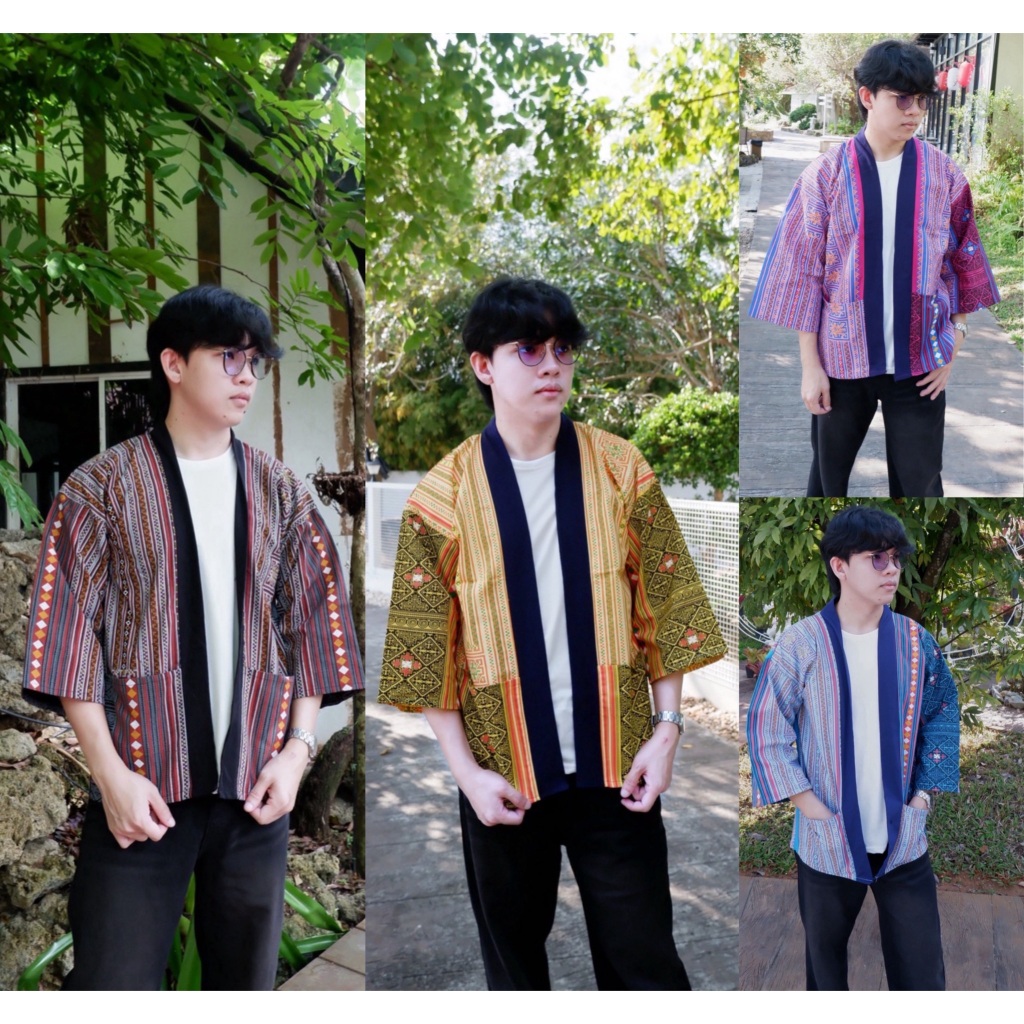 เสื้อคลุมพื้นเมืองผู้ชาย งานผ้าฝ้ายพิมพ์ลาย (รุ่นลายม้ง)