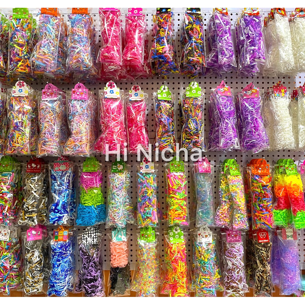 ยางมัดผม ยางรัดผม เส้นกลาง/เส้นใหญ่ (1โหล/12ห่อ) หลากหลายสี สีสันสดใส >ราคาส่ง<