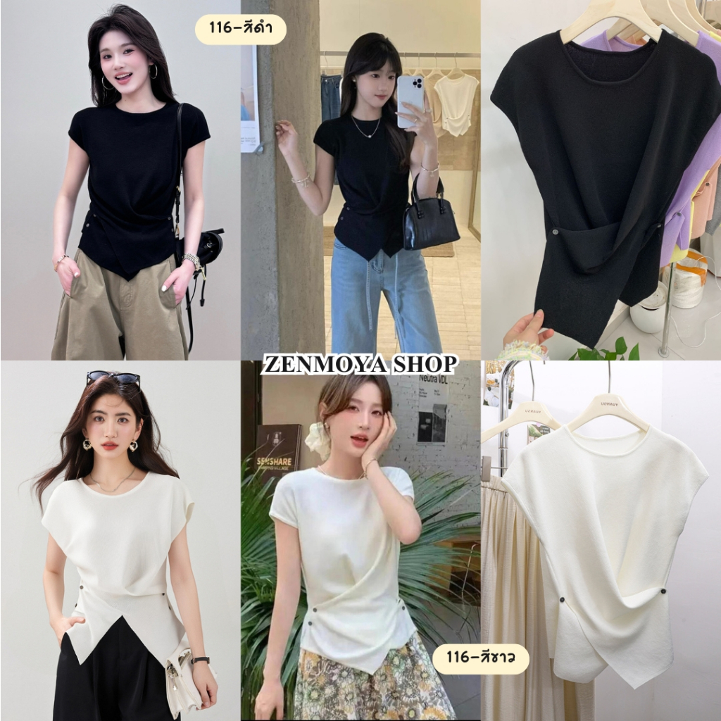 Zenmoya (116) เสื้อยืดคอกลมแขนสั้นสไตล์เกาหลี รูปที่ 4