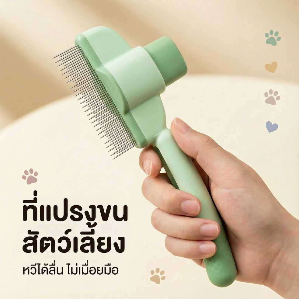 หวีสำหรับสัตว์เลี้ยง เหมาะสำหรับแมวและสุนัข ใช้สำหรับกำจัดเห็บและหมัด มีปุ่มสำหรับหวีขนที่หลุดร่วงได้ง่าย