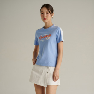 Mc JEANS เสื้อยืดแขนสั้นผู้หญิง คอกลม สีฟ้าอ่อน MTTZA93