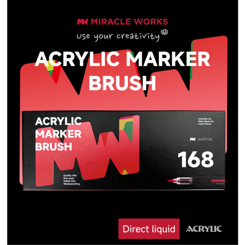 MW ปากกามาร์กเกอร์สีอะคริลิกหัวพู่กัน 48/60/80/120/168 สี สีสดใส พร้อมระบบควบคุมหมึกแบบ Direct-Liqui