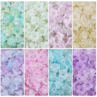 ลูกปัดดอกลิลลี่แห่งหุบเขาแก้วใสสีไล่ระดับ 12x7 มม. 100 ชิ้น อุปกรณ์ DIY ทำสร้อยข้อมือ สร้อยคอ พวงมาลัยเครื่องประดับ