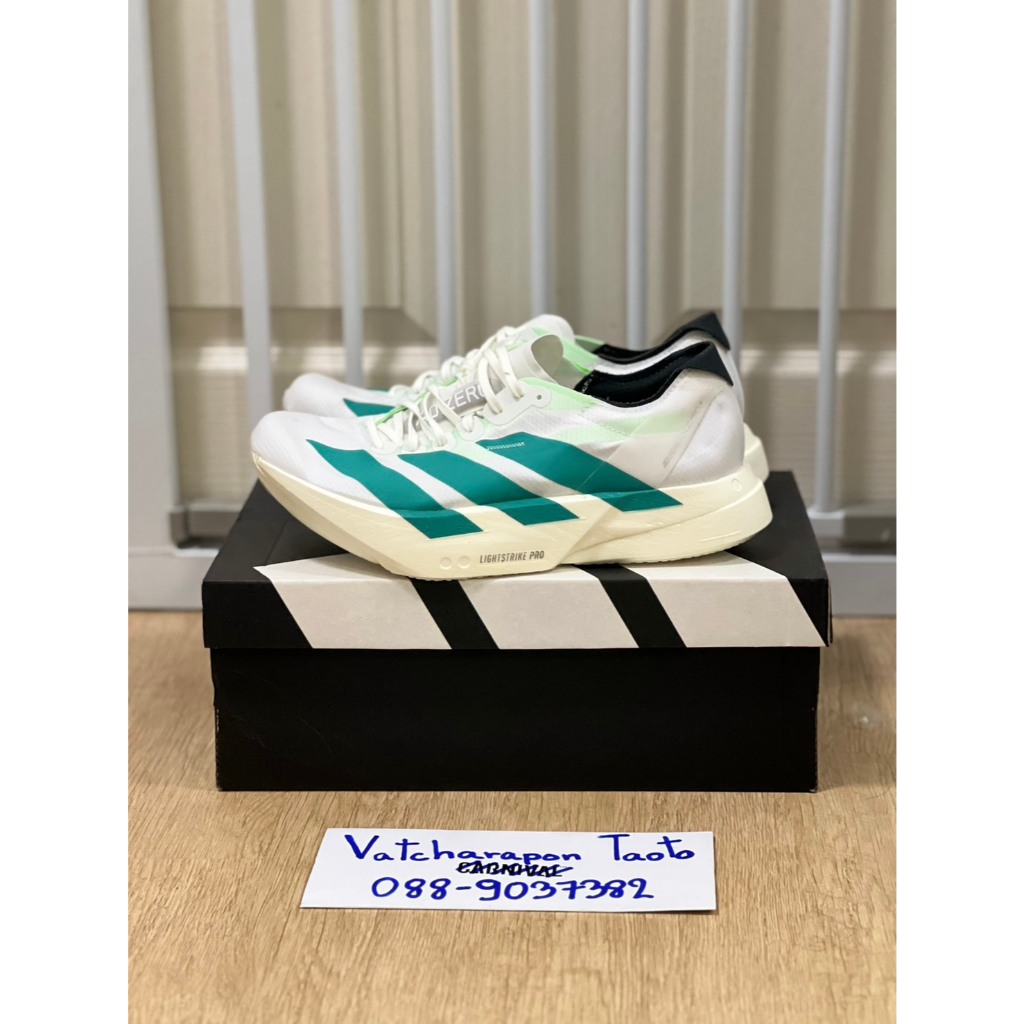 [ PREORDER ] รองเท้าวิ่ง Adizero Adios Pro 4 White Pulse Teal Carbon JR1267 มือ1 ของแท้ 100%