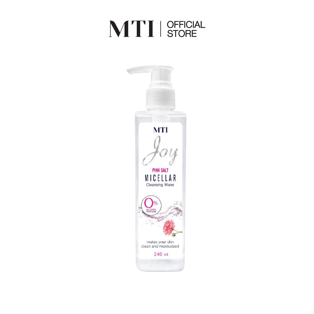 MTI JOY PINK SALT MICELLAR ไมเซลลาร์น้ำ สูตรเกลือทิมาลายันสีชมพู ไม่มีส่วนผสมของน้ำหอม แอลกอฮอล์ 240 มล. LCPJF