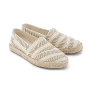 TOMS รองเท้าลำลองผู้หญิง สลิปออน รุ่น Alpargata Rope Sole 2.0 Natural Metallic Stripe (CG) รองเท้าลิขสิทธิ์แท้