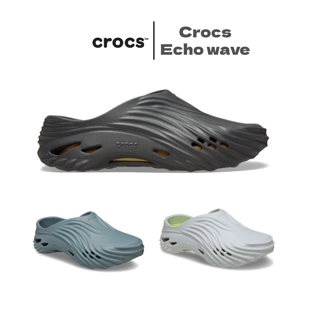 【ของแท้】CROCS  รองเท้าลำลองผู้ใหญ่ Echo Wave รองเท้าผู้ชายรองเท้าแตะ รุ่น 210521-0LD