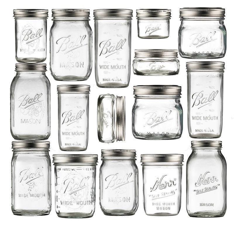 โหลแก้วmason jar Ball Mason American Mason Jar แก้ว Jar ปิดผนึกโปร่งใส Scale Jar Overnight Oatmeal C