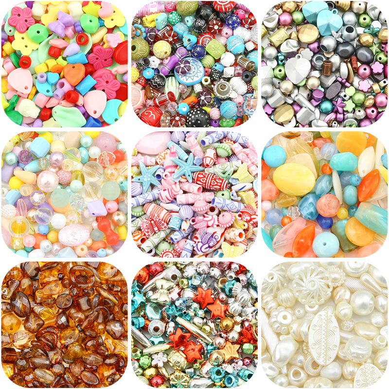 ลูกปัดพลาสติกอะครีลิครูปทรงผสมสี 30g/แพ็ค สำหรับ DIY งานเครื่องประดับทำสร้อยคอ สร้อยข้อมือ และพวงกุญแจ