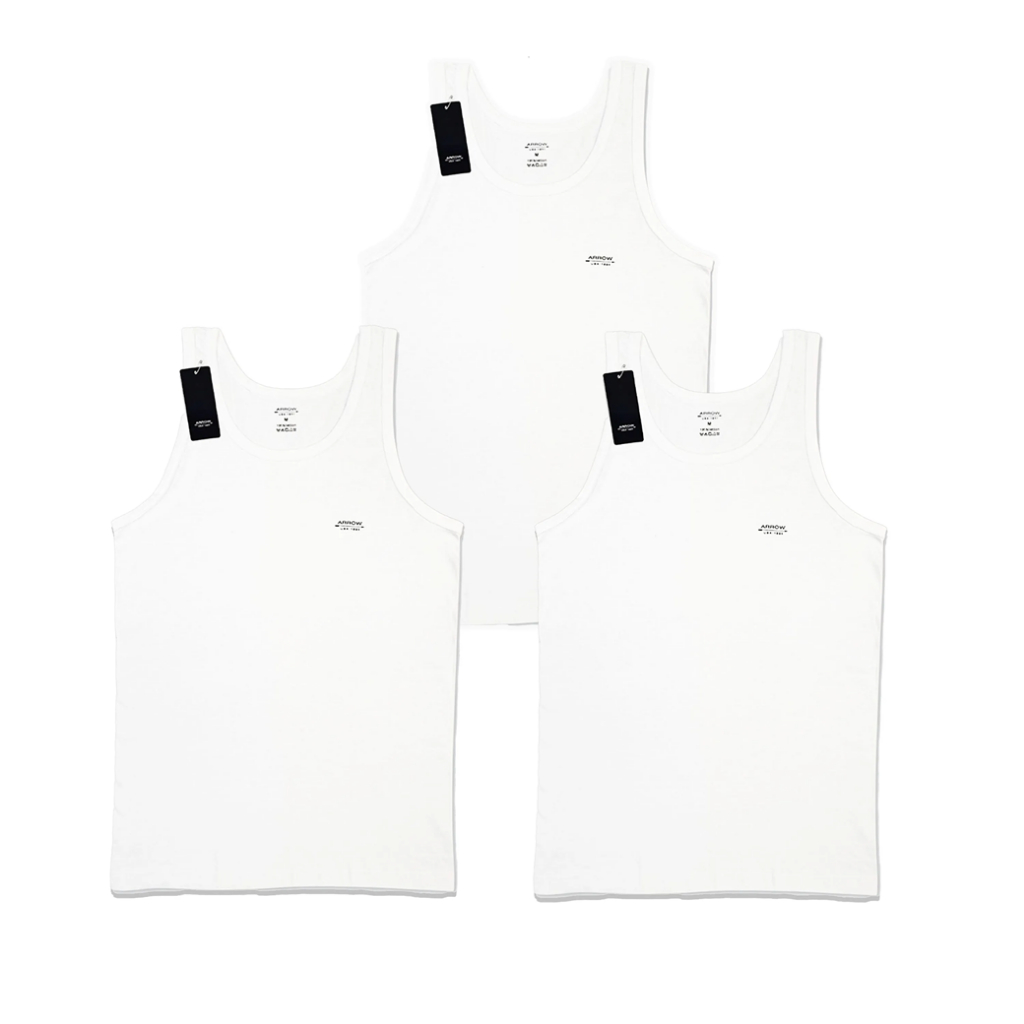 ARROW INNER เสื้อกล้าม สีขาว แพค 3 ตัว ผลิตจากผ้า100%Cotton Jersey MXWY91F-WH