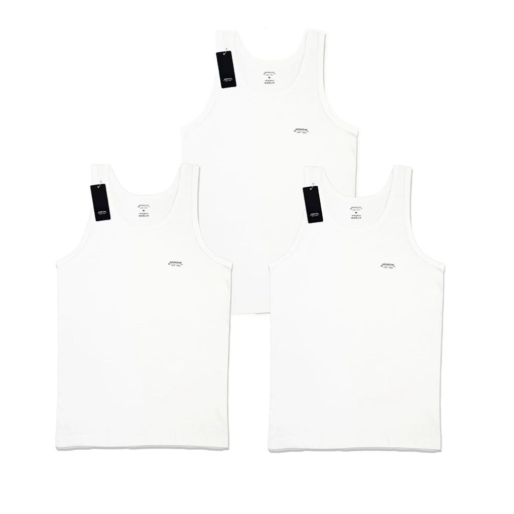 ARROW INNER เสื้อกล้าม สีขาว แพค 3 ตัว ผลิตจากผ้า100%Cotton Jersey MXWY91F-WH