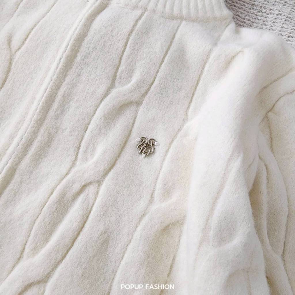 POP UP Cable Zip Knit เสื้อไหมพรมซิปคู่ทอลายเปีย คอปก งานพรีเมี่ยม (S–XL) ราคา ถูกที่สุด ดีลบีเคเค แกลเลอรีภาพที่ 9