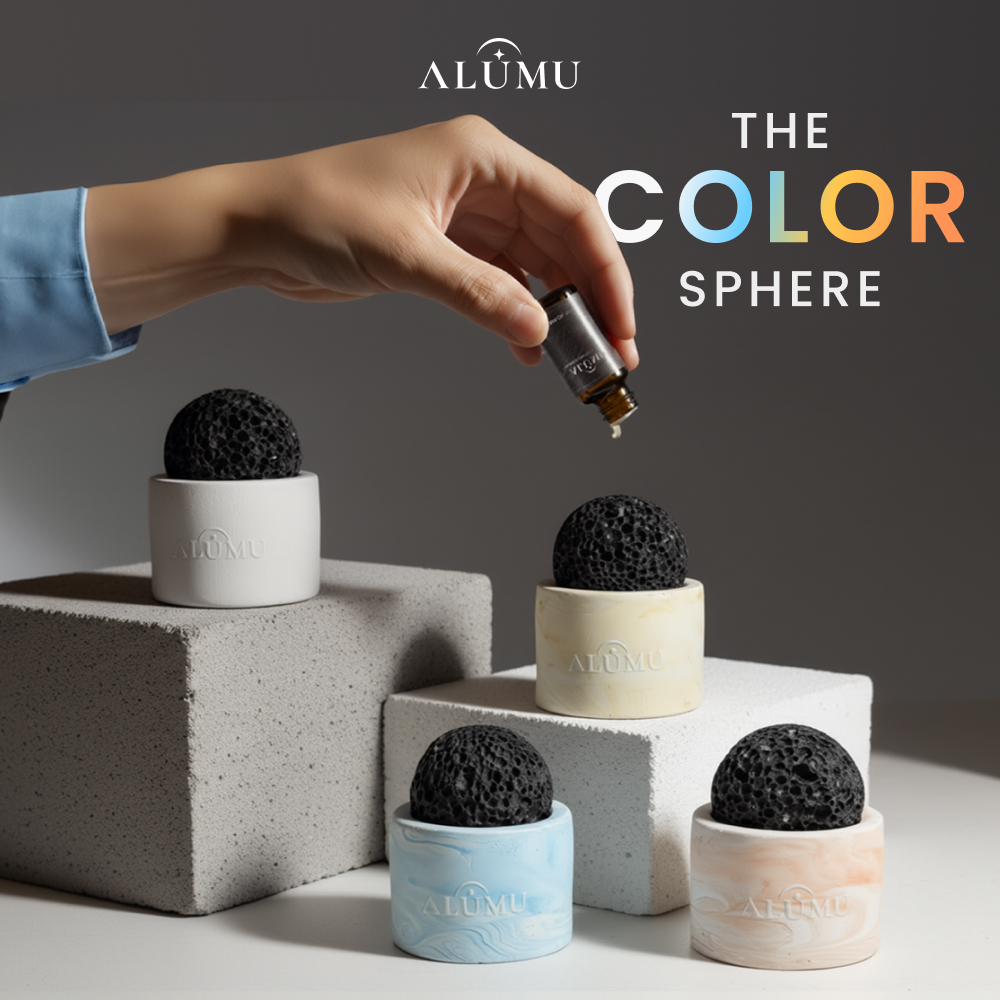 ALUMU 4 COLOR หินภูเขาไฟพร้อมนํ้ามันหอมระเหย 4 สี - THE COLOR SPHERE LAVA STONE DIFFUSER SET WITH AROMA OIL