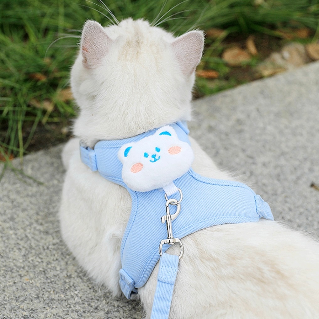 MG-1255 เซ็ตสายจูงรัดอกสัตว์เลี้ยงสุดคิวท์ 🐕🐈 พร้อมสายจูงในชุด ดีไซน์น่ารัก ใส่สบาย เดินสนุก