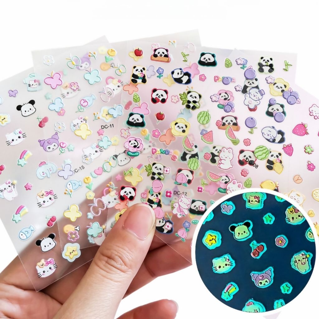 พร้อมส่งจากไทย!!! สติกเกอร์ติดเล็บ สติกเกอร์ลายนูน สติกเกอร์ 5D สติกเกอร์เรืองแสง สติกเกอร์ตกแต่ง