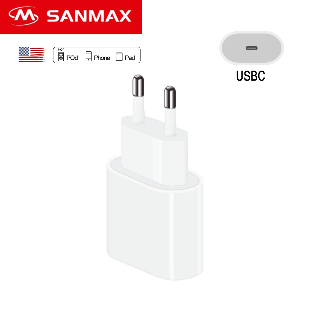 sanmax หัวชาร์จ 20W charger head USBC Fastcharging สำหรับ ทุกแบรนด์ （รับประกัน 1 ปี） TISI AAA