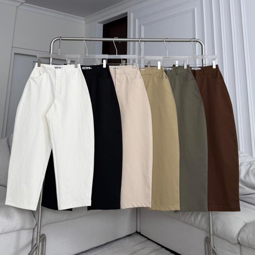 PSP231 Pierre Barrel กางเกงขากระบอกทรงบาเรลเอวกลาง PROMTHONG