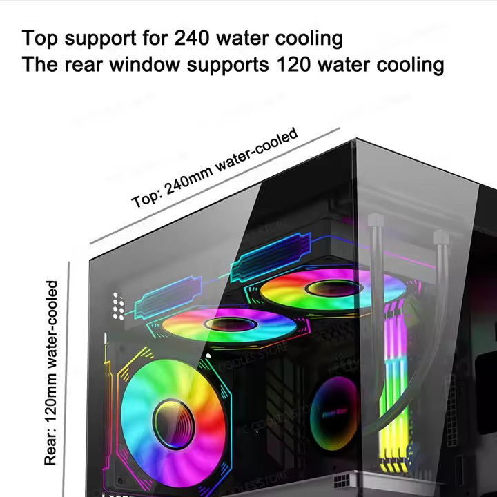 เคสพีซีเดสก์ท็อปโปร่งใสทาวเวอร์คอมพิวเตอร์สําหรับเมนบอร์ด M-ATX ITX 240 มม.พัดลม 3.5 นิ้วฐานขยายแผ่นแข็ง 2.5 มม.SSD - รูปที่ 2