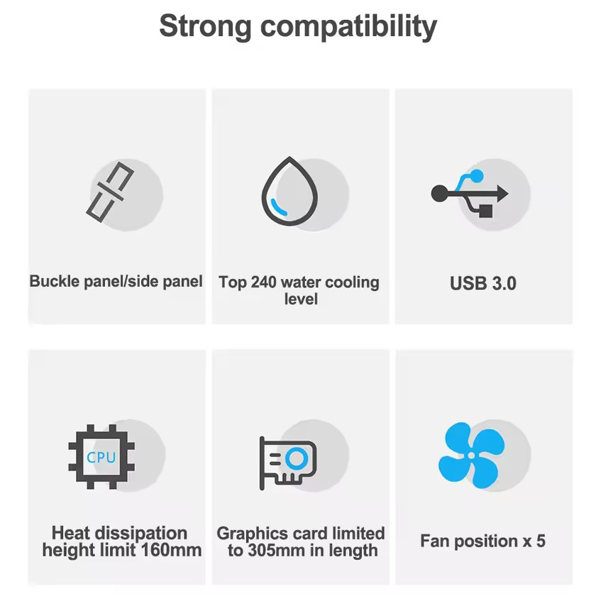 เคสพีซีเดสก์ท็อปโปร่งใสทาวเวอร์คอมพิวเตอร์สําหรับเมนบอร์ด M-ATX ITX 240 มม.พัดลม 3.5 นิ้วฐานขยายแผ่นแข็ง 2.5 มม.SSD - รูปที่ 5