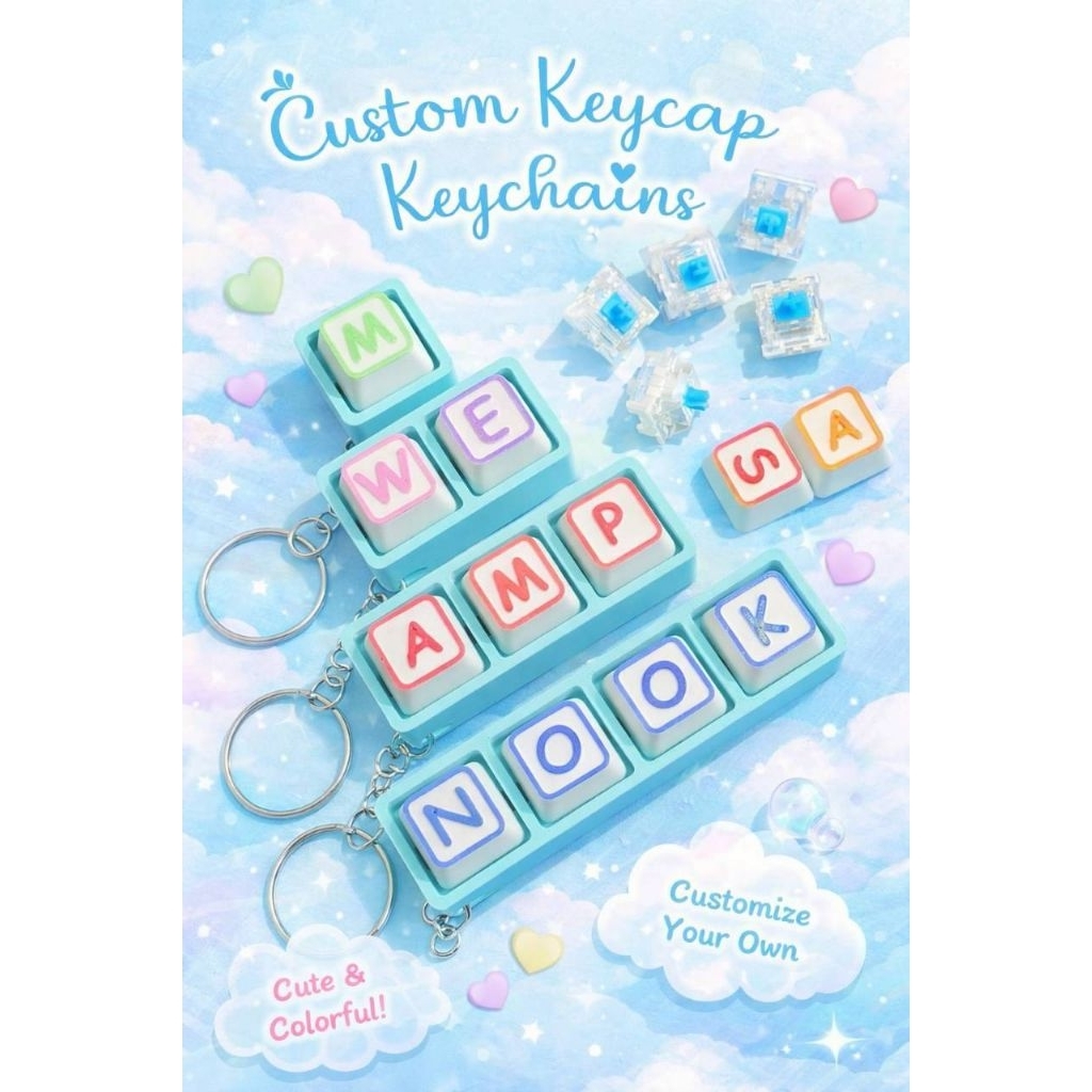 [พร้อมส่ง จากไทย]💥💥พวงกุญแจkeycap ใส่ชื่อ พวงกุญแจปุ่มคีย์บอร์ด พวงกุญแจชื่อ3D ปุ่ม Keycap