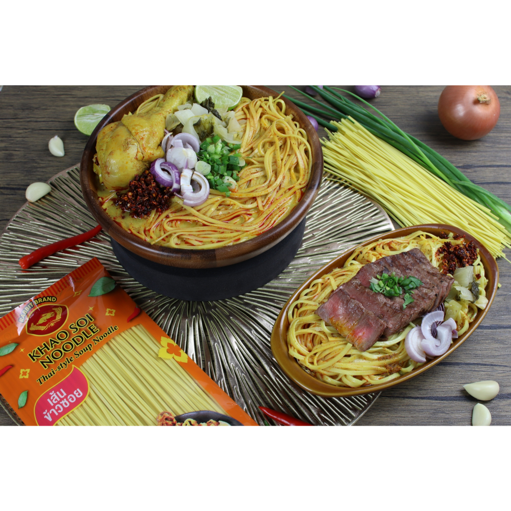 เส้นข้าวซอยเหลือง 500 กรัม ตรากระต่าย - Khao Soi Noodles (Yellow) เส้นเหนียวนุ่ม ไม่ใส่วัตถุกันเสีย สินค้าเจ - รูปที่ 5