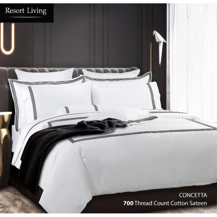 SANTAS HOME ผ้าปูที่นอนรัดมุม รุ่น Concetta Cotton Sateen 700 เส้นด้าย  สีขาว