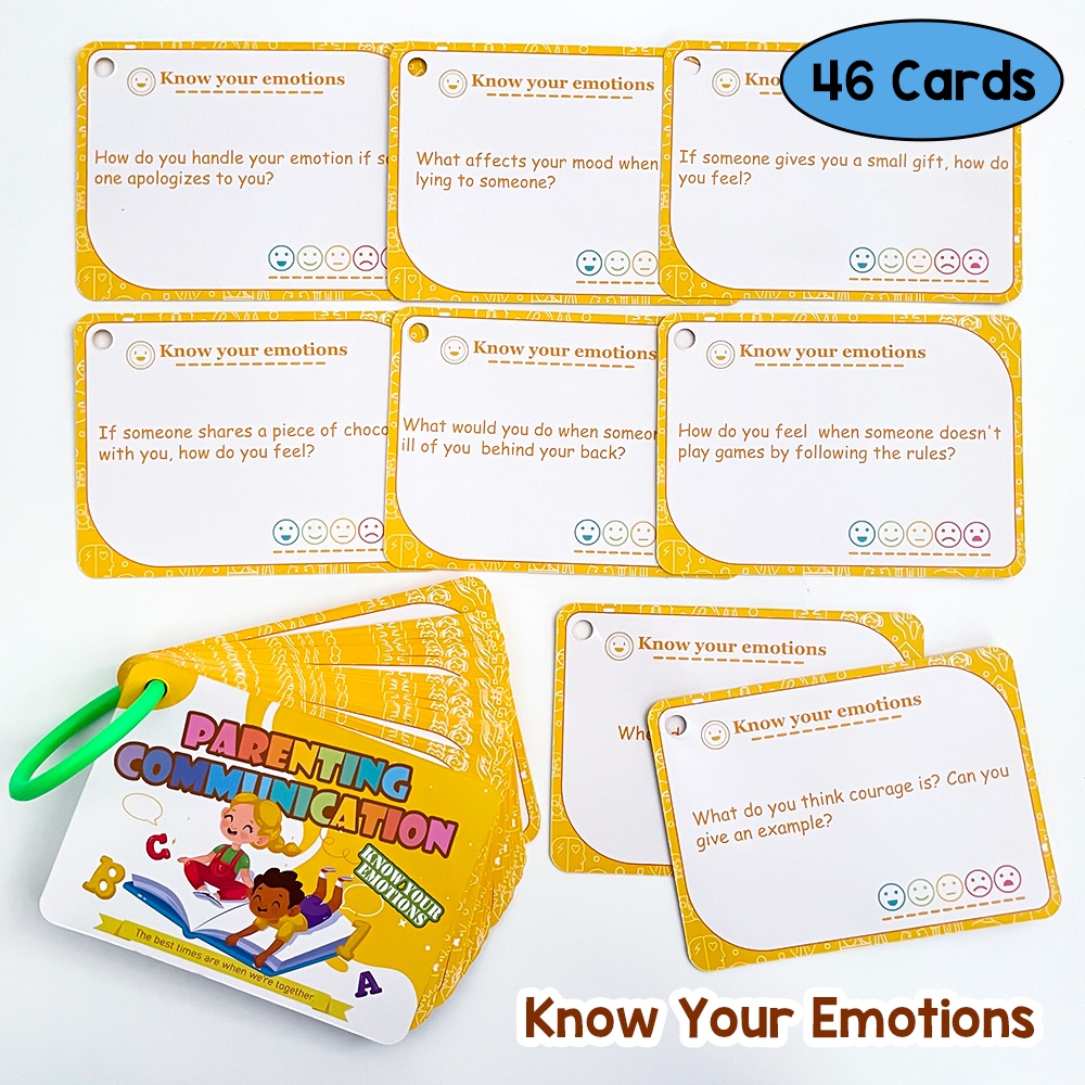 Know Your Emotions Heart-to-Heart Conversation Card Feelings & Build Empathy Parenting Communication Q&A Cards