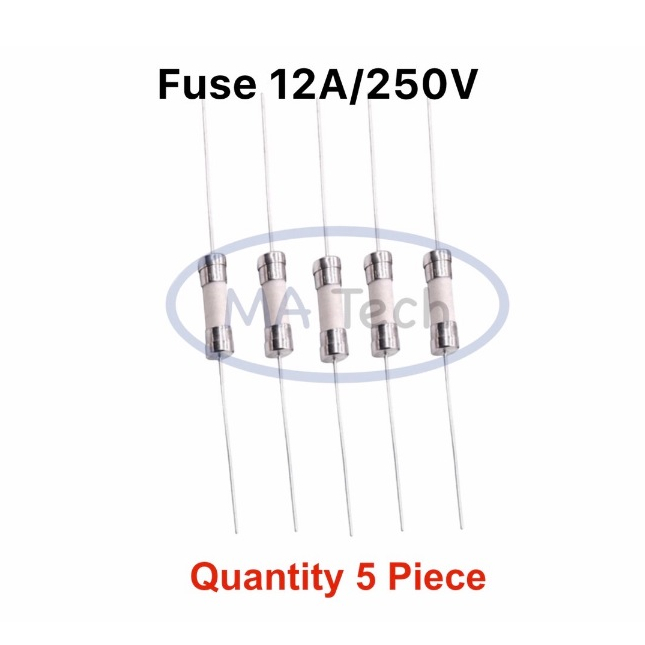 Fuse 12A250V ฟิวส์ 12A250V ฟิวส์เซรามิก 12A/250V Fuse Ceramic ฟิวส์หางหนู 1 ชุด มีจำนวน 5 ชิ้น
