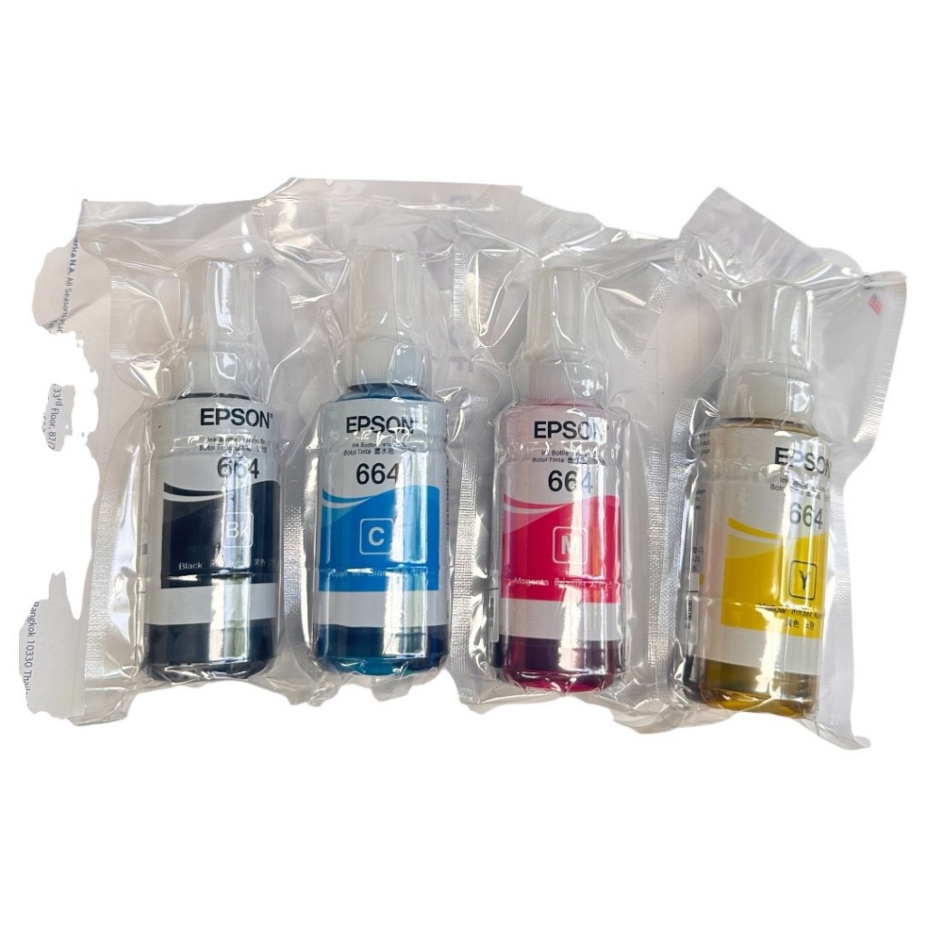 หมึกเติม Epson 664 Bk C M Y แบบไม่มีกล่อง