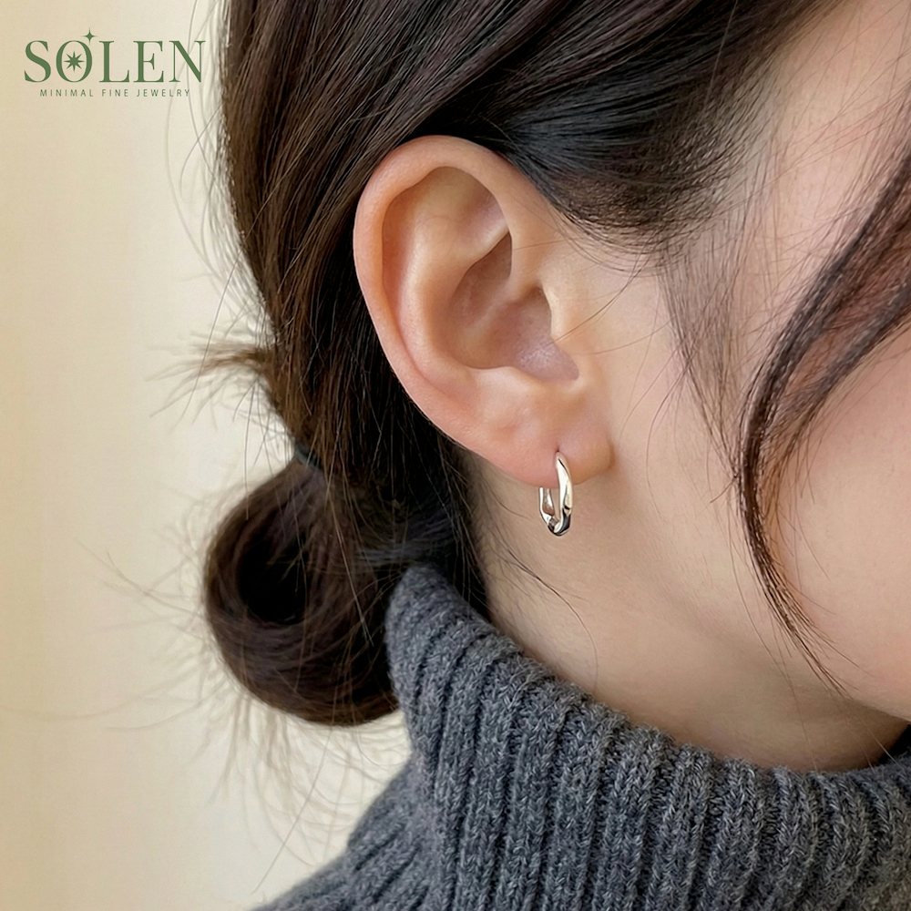 SOLEN Simple Twist ต่างหูเงินแท้ 925 ดีไซน์บิดเกลียว มินิมอล ผิวแพ้ง่ายใส่ได้ (Sterling Silver)