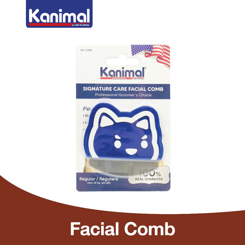 [22458] Kanimal Signature Care Facial Comb หวีแต่งขน บริเวณใบหน้า ขนาด7.2x6.7x0.8 ซม. เหมาะสำหรับแมวและสุนัขทุกสายพันธุ์