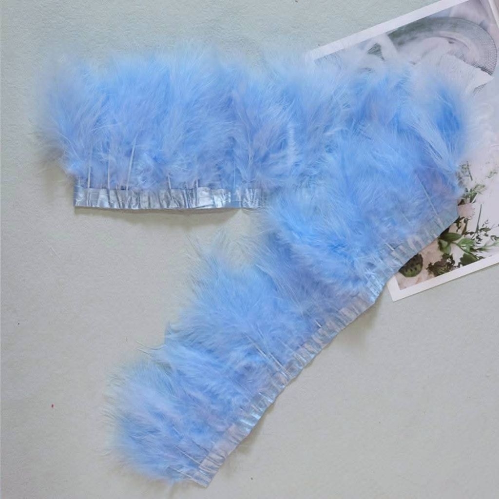 ขนนกขนฟู  เส้นขนนก ขนฟู หน้ากว้าง 12-14cm ปลายตัด ก้านแข็ง แพ็คละ 2 หลา 190cm ราคาแพ็คละ 159 บาท - รูปที่ 3